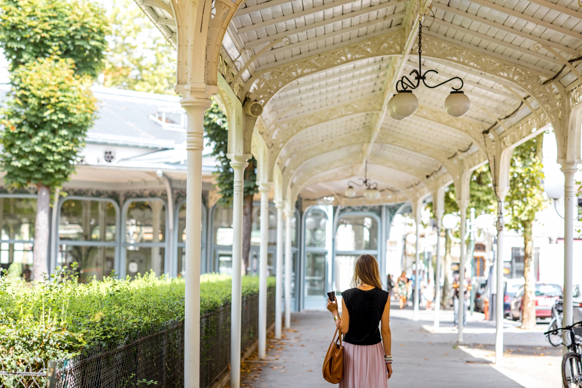 Woman in Vichy resort, France
